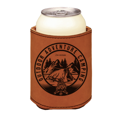 Outdoor, Adventure, Camping - engraved leather beverage holder