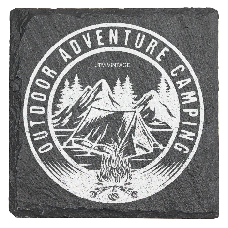 Outdoor, Adventure, Camping - Laser engraved fine Slate Coaster