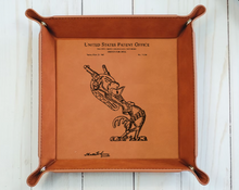 Load image into Gallery viewer, Disney Panchito Pistoles patent drawing  - 6&quot; x 6&quot;  leather office valet Tray
