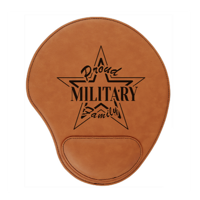Proud Military Family - engraved Leather Mouse Pad