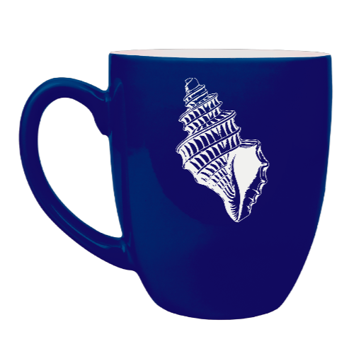 Sea Shell - Engraved Blue Ceramic Coffee Mug