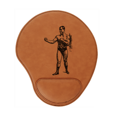 Old School Boxer - boxing - engraved Leather Mouse Pad