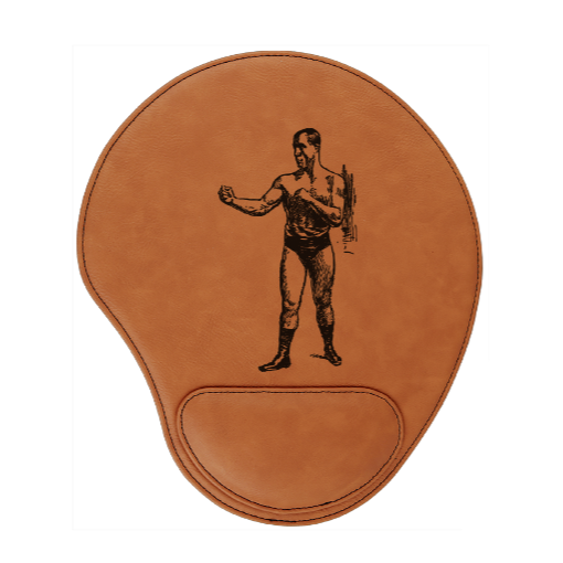 Old School Boxer - boxing - engraved Leather Mouse Pad