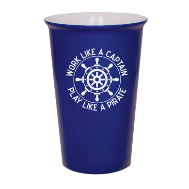 Work Like a Captain play like a Pirate - Blue Ceramic tumbler travel mug
